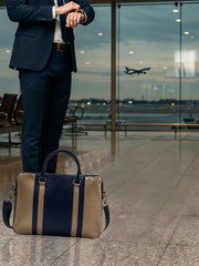 Invictus Laptop Bag | Navy & Brown
